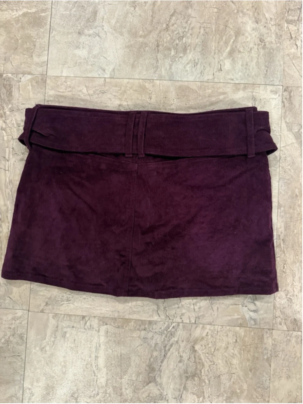 NWT Garage Deep Purple Low Rise Corduroy Big Belt Mini Skirt Size M Y2K